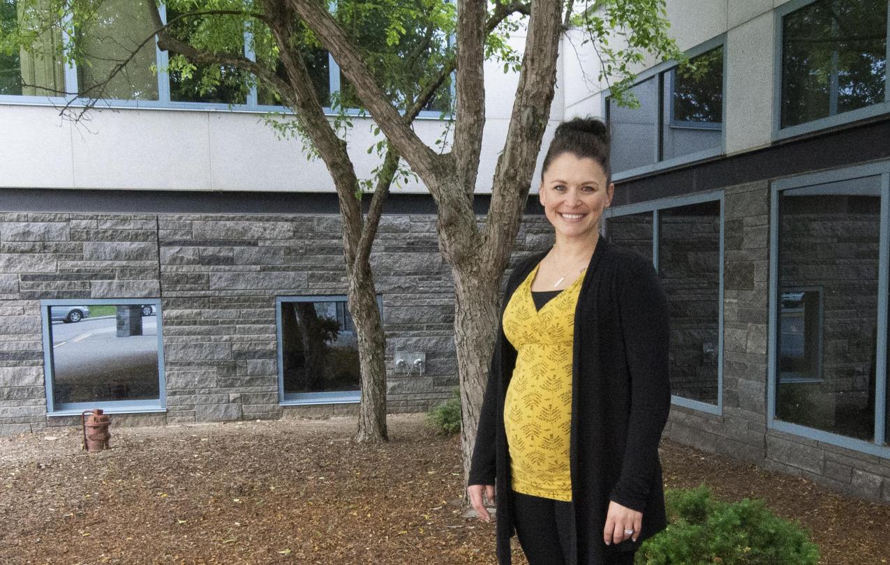 Dawn DeCock, a clerk in the Wright County Judicial System, will welcome her third child in September.