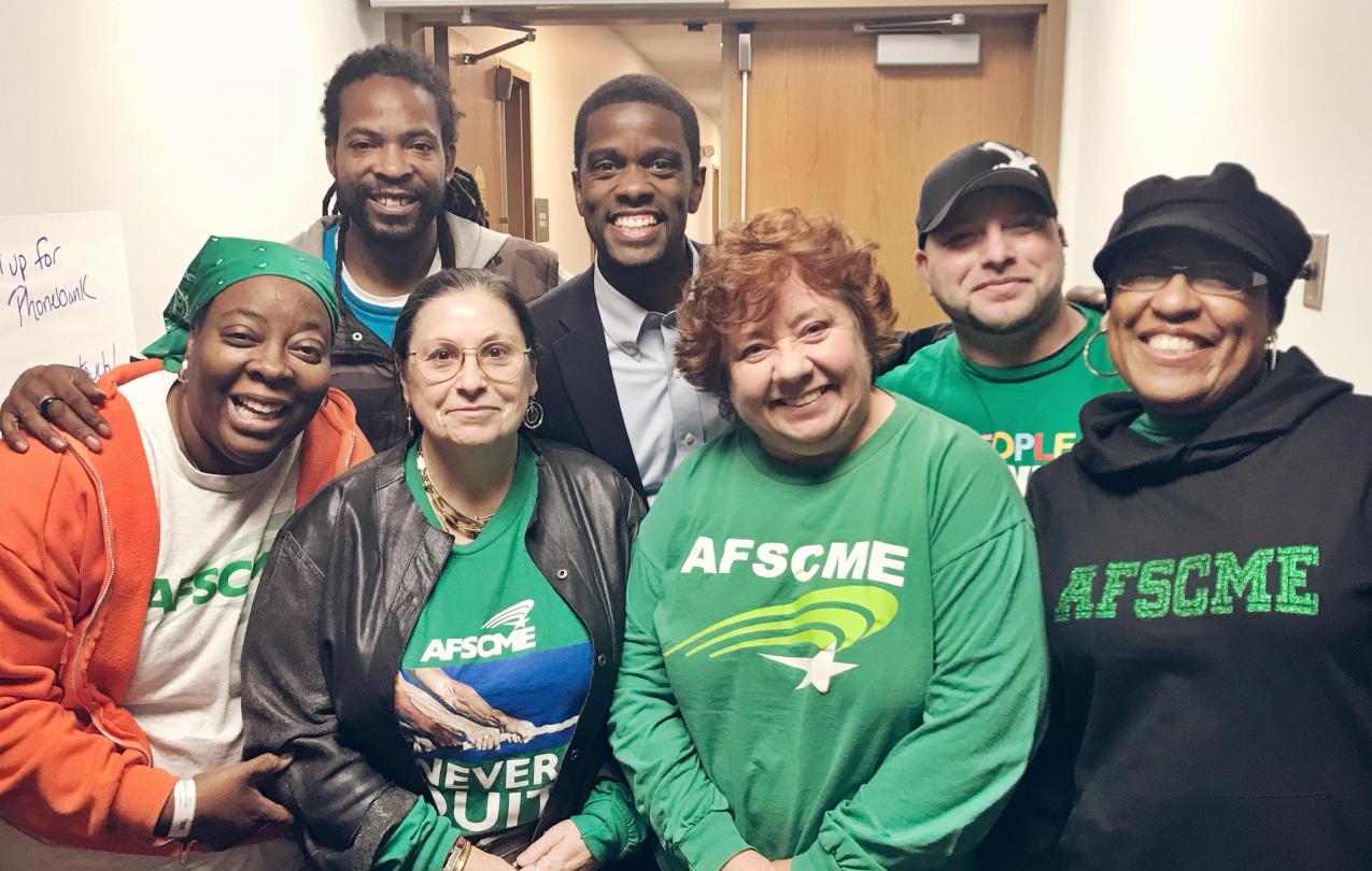 AFSCME members campaigned hard for Saint Paul’s new mayor, Melvin Carter (back row, second from left).