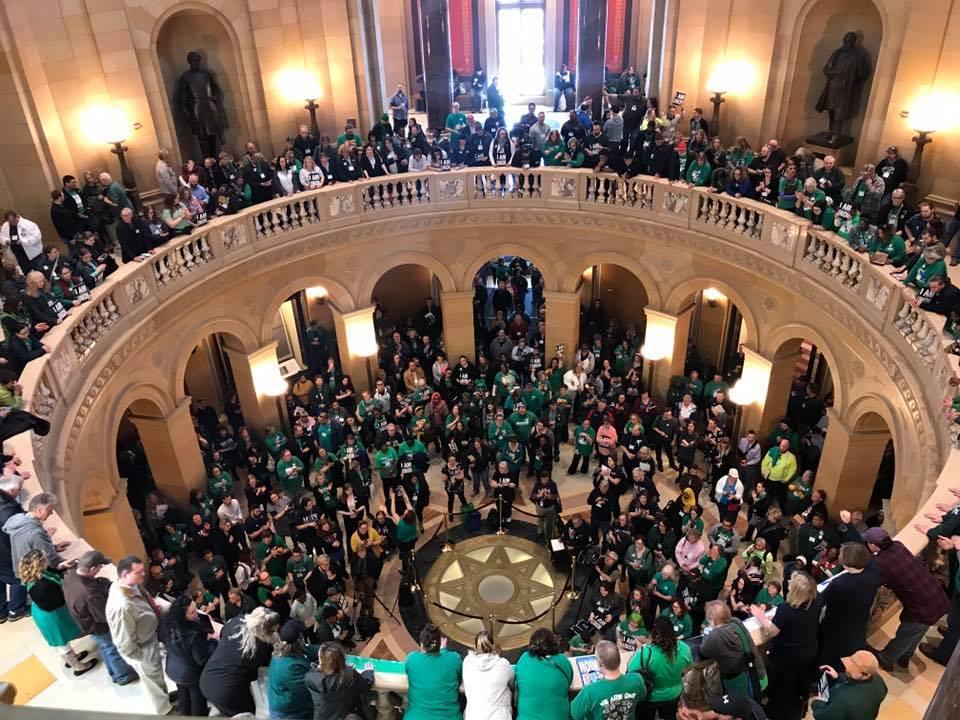 AFSCME and MAPE members pack the Capitol Rotunda at Day on the Hill 2019 (photo by Dreadless Stubbs)