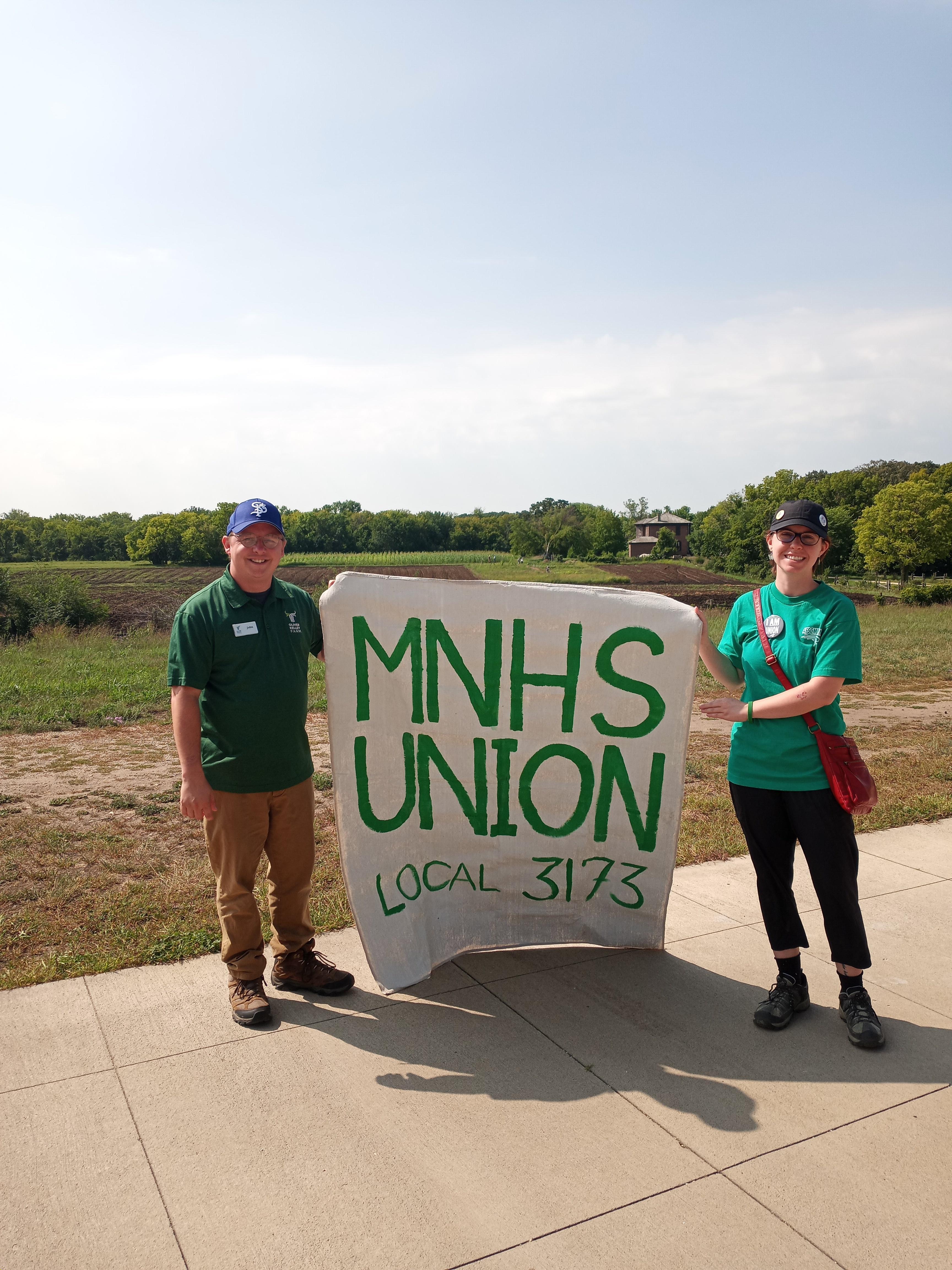 MNHS Union banner at the Oliver Kelley Farm