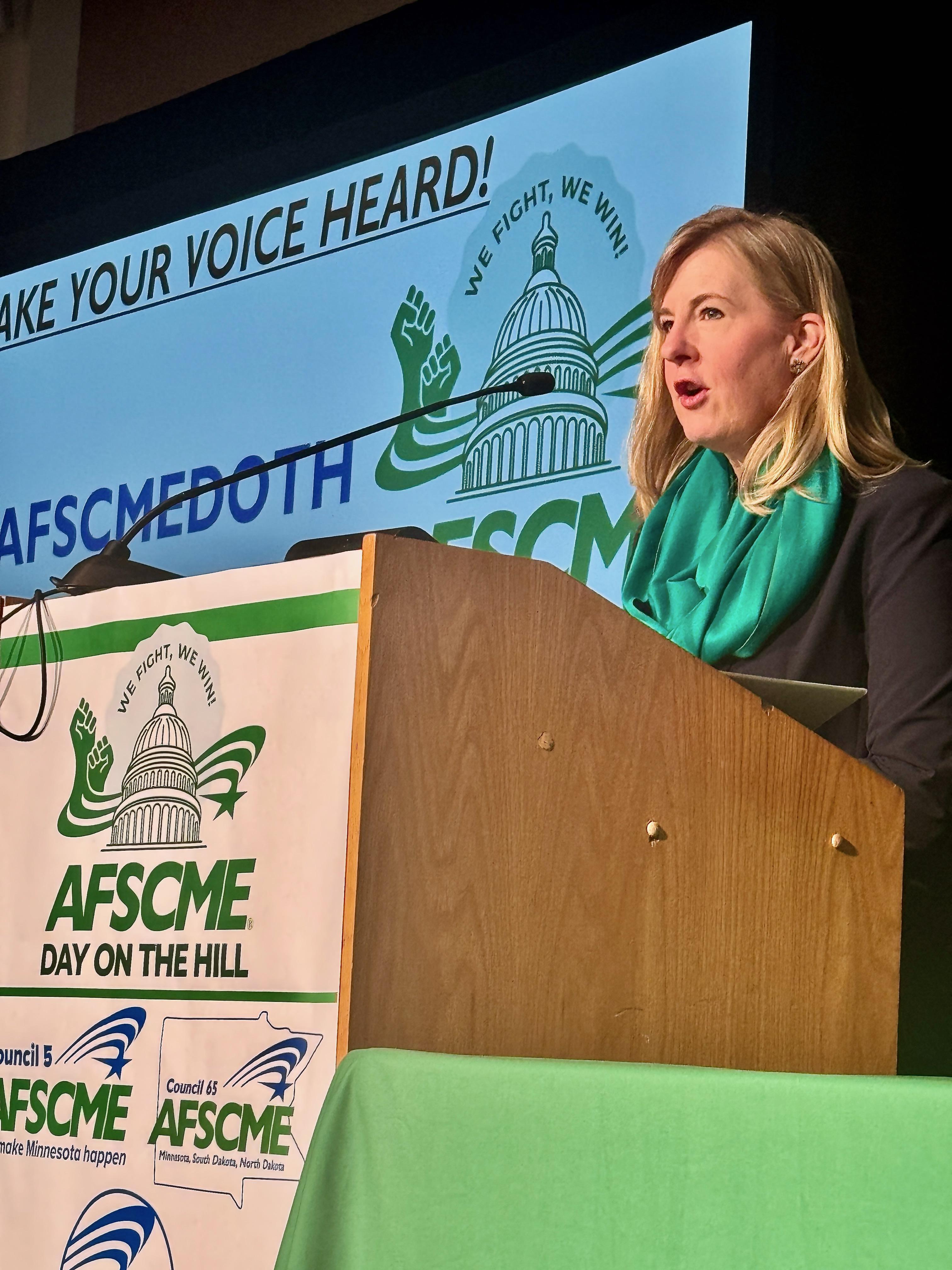 Speaker Emerita Hortman Addressing our 2025 AFSCME Day on the Hill