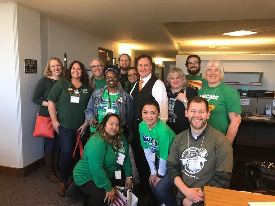Members with Rep. John Lesch at Day on the Hill 2019