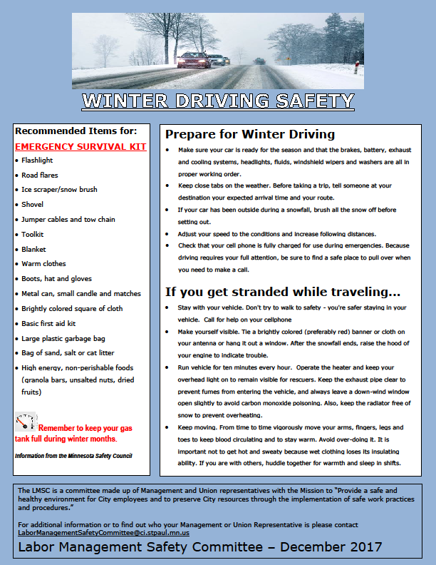 Winter Driving Safety  Local 1842: City of Saint Paul Technical